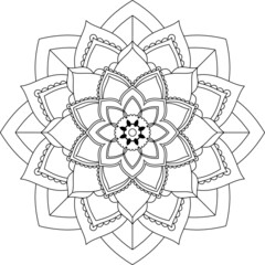 Easy Mandala coloring book simple and basic for beginners, seniors and children. Set of Mehndi flower pattern for Henna drawing and tattoo. Decoration in ethnic oriental, Indian style.