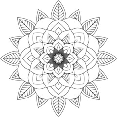 Easy Mandala coloring book simple and basic for beginners, seniors and children. Set of Mehndi flower pattern for Henna drawing and tattoo. Decoration in ethnic oriental, Indian style.