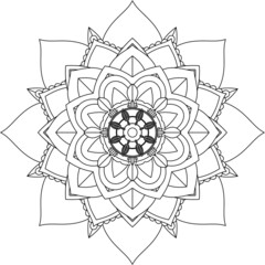 Easy Mandala coloring book simple and basic for beginners, seniors and children. Set of Mehndi flower pattern for Henna drawing and tattoo. Decoration in ethnic oriental, Indian style.