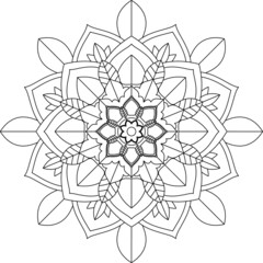 Easy Mandala coloring book simple and basic for beginners, seniors and children. Set of Mehndi flower pattern for Henna drawing and tattoo. Decoration in ethnic oriental, Indian style.