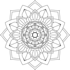 Easy Mandala coloring book simple and basic for beginners, seniors and children. Set of Mehndi flower pattern for Henna drawing and tattoo. Decoration in ethnic oriental, Indian style.