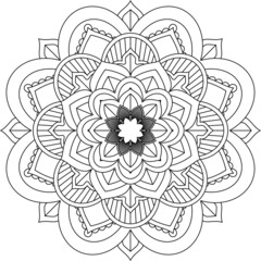 Easy Mandala coloring book simple and basic for beginners, seniors and children. Set of Mehndi flower pattern for Henna drawing and tattoo. Decoration in ethnic oriental, Indian style.