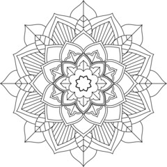 Easy Mandala coloring book simple and basic for beginners, seniors and children. Set of Mehndi flower pattern for Henna drawing and tattoo. Decoration in ethnic oriental, Indian style.