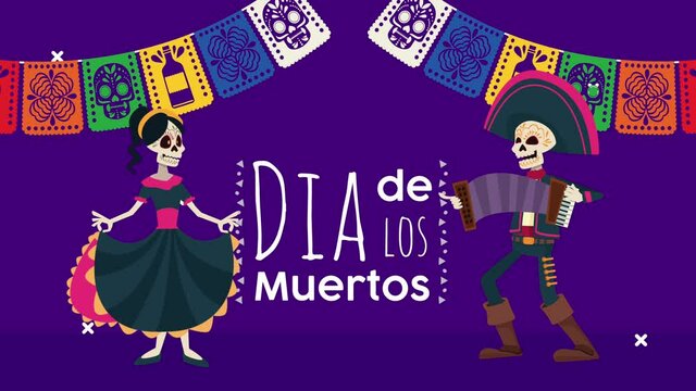 dia de los muertos celebration with skulls couple