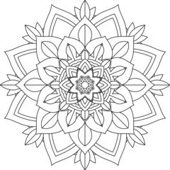 Easy Mandala coloring book simple and basic for beginners, seniors and children. Set of Mehndi flower pattern for Henna drawing and tattoo. Decoration in ethnic oriental, Indian style.