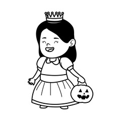 cute little girl dressed as a princess line style character