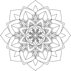 Easy Mandala coloring book simple and basic for beginners, seniors and children. Set of Mehndi flower pattern for Henna drawing and tattoo. Decoration in ethnic oriental, Indian style.