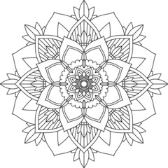 Easy Mandala coloring book simple and basic for beginners, seniors and children. Set of Mehndi flower pattern for Henna drawing and tattoo. Decoration in ethnic oriental, Indian style.