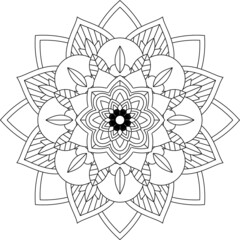Easy Mandala coloring book simple and basic for beginners, seniors and children. Set of Mehndi flower pattern for Henna drawing and tattoo. Decoration in ethnic oriental, Indian style.