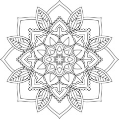 Easy Mandala coloring book simple and basic for beginners, seniors and children. Set of Mehndi flower pattern for Henna drawing and tattoo. Decoration in ethnic oriental, Indian style.