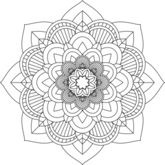 Easy Mandala coloring book simple and basic for beginners, seniors and children. Set of Mehndi flower pattern for Henna drawing and tattoo. Decoration in ethnic oriental, Indian style.
