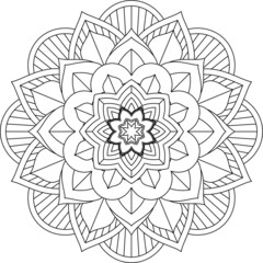 Easy Mandala coloring book simple and basic for beginners, seniors and children. Set of Mehndi flower pattern for Henna drawing and tattoo. Decoration in ethnic oriental, Indian style.