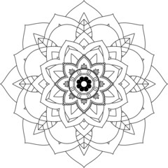 Easy Mandala coloring book simple and basic for beginners, seniors and children. Set of Mehndi flower pattern for Henna drawing and tattoo. Decoration in ethnic oriental, Indian style.