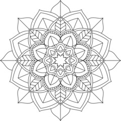 Easy Mandala coloring book simple and basic for beginners, seniors and children. Set of Mehndi flower pattern for Henna drawing and tattoo. Decoration in ethnic oriental, Indian style.