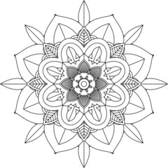 Easy Mandala coloring book simple and basic for beginners, seniors and children. Set of Mehndi flower pattern for Henna drawing and tattoo. Decoration in ethnic oriental, Indian style.
