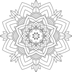 Easy Mandala coloring book simple and basic for beginners, seniors and children. Set of Mehndi flower pattern for Henna drawing and tattoo. Decoration in ethnic oriental, Indian style.
