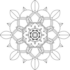 Easy Mandala coloring book simple and basic for beginners, seniors and children. Set of Mehndi flower pattern for Henna drawing and tattoo. Decoration in ethnic oriental, Indian style.