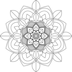 Easy Mandala coloring book simple and basic for beginners, seniors and children. Set of Mehndi flower pattern for Henna drawing and tattoo. Decoration in ethnic oriental, Indian style.