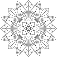 Easy Mandala coloring book simple and basic for beginners, seniors and children. Set of Mehndi flower pattern for Henna drawing and tattoo. Decoration in ethnic oriental, Indian style.