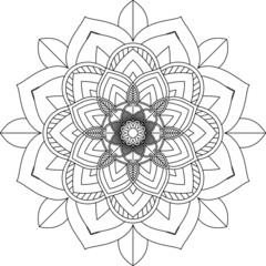 Easy Mandala coloring book simple and basic for beginners, seniors and children. Set of Mehndi flower pattern for Henna drawing and tattoo. Decoration in ethnic oriental, Indian style.