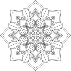 Easy Mandala coloring book simple and basic for beginners, seniors and children. Set of Mehndi flower pattern for Henna drawing and tattoo. Decoration in ethnic oriental, Indian style.
