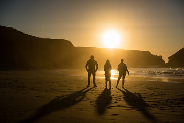 Silhouette of tourists in the famous Sand Dollar Beach.