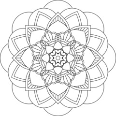 Easy Mandala coloring book simple and basic for beginners, seniors and children. Set of Mehndi flower pattern for Henna drawing and tattoo. Decoration in ethnic oriental, Indian style.