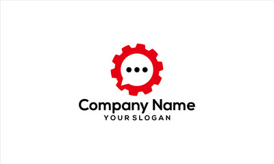combination of gear and chat logo design