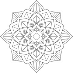 Easy Mandala coloring book simple and basic for beginners, seniors and children. Set of Mehndi flower pattern for Henna drawing and tattoo. Decoration in ethnic oriental, Indian style.