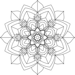 Easy Mandala coloring book simple and basic for beginners, seniors and children. Set of Mehndi flower pattern for Henna drawing and tattoo. Decoration in ethnic oriental, Indian style.