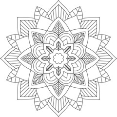 Easy Mandala coloring book simple and basic for beginners, seniors and children. Set of Mehndi flower pattern for Henna drawing and tattoo. Decoration in ethnic oriental, Indian style.