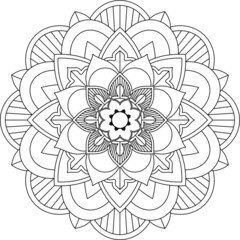 Easy Mandala coloring book simple and basic for beginners, seniors and children. Set of Mehndi flower pattern for Henna drawing and tattoo. Decoration in ethnic oriental, Indian style.