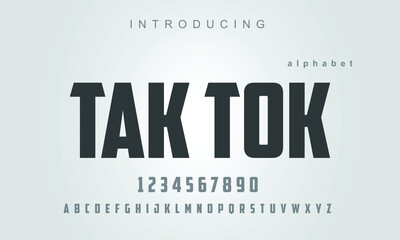 Tak Tok font. Elegant alphabet letters font and number. Classic Lettering Minimal Fashion Designs. Typography modern serif fonts regular uppercase and numbers. vector illustration