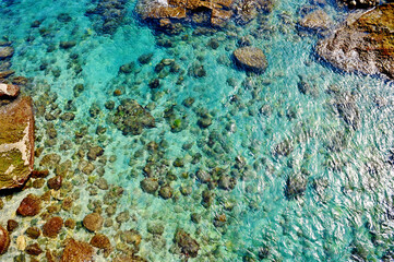 Fototapeta na wymiar Aerial view of the sea on the coast