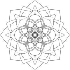 Easy Mandala coloring book simple and basic for beginners, seniors and children. Set of Mehndi flower pattern for Henna drawing and tattoo. Decoration in ethnic oriental, Indian style.
