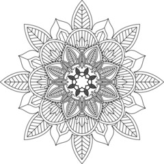 Easy Mandala coloring book simple and basic for beginners, seniors and children. Set of Mehndi flower pattern for Henna drawing and tattoo. Decoration in ethnic oriental, Indian style.