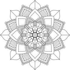 Easy Mandala coloring book simple and basic for beginners, seniors and children. Set of Mehndi flower pattern for Henna drawing and tattoo. Decoration in ethnic oriental, Indian style.