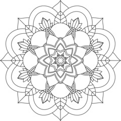 Easy Mandala coloring book simple and basic for beginners, seniors and children. Set of Mehndi flower pattern for Henna drawing and tattoo. Decoration in ethnic oriental, Indian style.