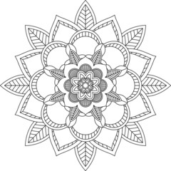 Easy Mandala coloring book simple and basic for beginners, seniors and children. Set of Mehndi flower pattern for Henna drawing and tattoo. Decoration in ethnic oriental, Indian style.