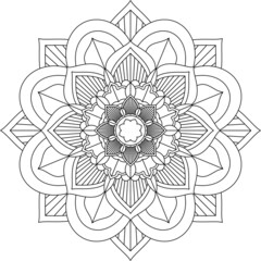 Easy Mandala coloring book simple and basic for beginners, seniors and children. Set of Mehndi flower pattern for Henna drawing and tattoo. Decoration in ethnic oriental, Indian style.