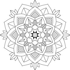 Easy Mandala coloring book simple and basic for beginners, seniors and children. Set of Mehndi flower pattern for Henna drawing and tattoo. Decoration in ethnic oriental, Indian style.