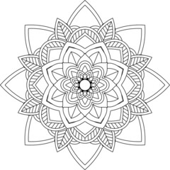 Easy Mandala coloring book simple and basic for beginners, seniors and children. Set of Mehndi flower pattern for Henna drawing and tattoo. Decoration in ethnic oriental, Indian style.