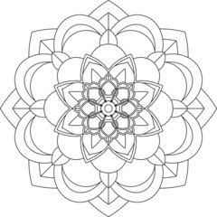 Easy Mandala coloring book simple and basic for beginners, seniors and children. Set of Mehndi flower pattern for Henna drawing and tattoo. Decoration in ethnic oriental, Indian style.