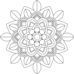 Easy Mandala coloring book simple and basic for beginners, seniors and children. Set of Mehndi flower pattern for Henna drawing and tattoo. Decoration in ethnic oriental, Indian style.