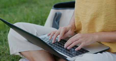 Woman type on laptop computer