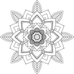 Easy Mandala coloring book simple and basic for beginners, seniors and children. Set of Mehndi flower pattern for Henna drawing and tattoo. Decoration in ethnic oriental, Indian style.