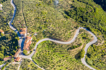 Aerial view of a road near Lamporecchio, Pistoia, Italy.