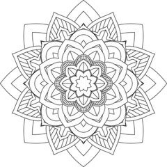 Easy Mandala coloring book simple and basic for beginners, seniors and children. Set of Mehndi flower pattern for Henna drawing and tattoo. Decoration in ethnic oriental, Indian style.