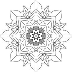 Easy Mandala coloring book simple and basic for beginners, seniors and children. Set of Mehndi flower pattern for Henna drawing and tattoo. Decoration in ethnic oriental, Indian style.