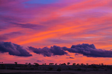 Obraz premium Close-up of clouds in the sunset on the grassland